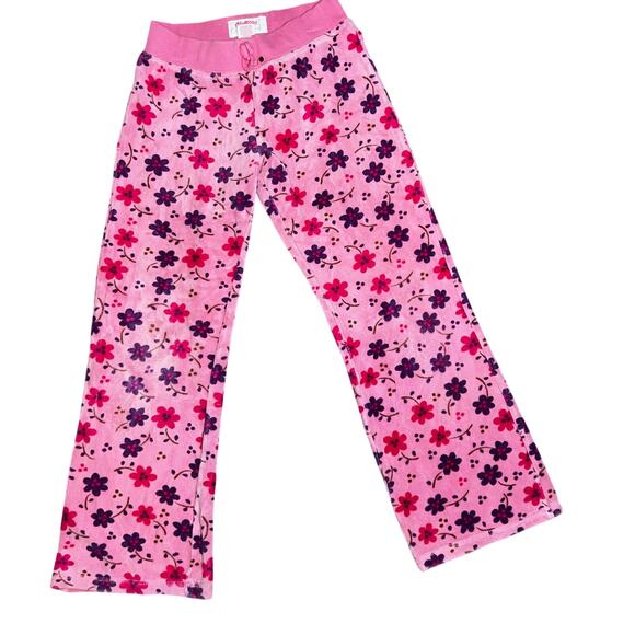 Osh Kosh B'Gosh pink floral ruffled y2k floral velour trackpants size 6x - Picture 1 of 7